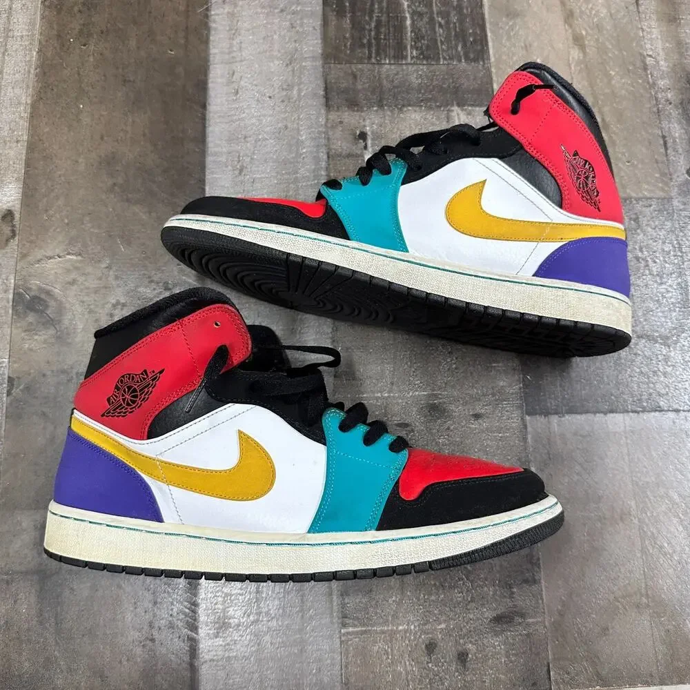 Jordan 1 Mid Bred Multi Color Sneakers Size 13‎ 554724-125